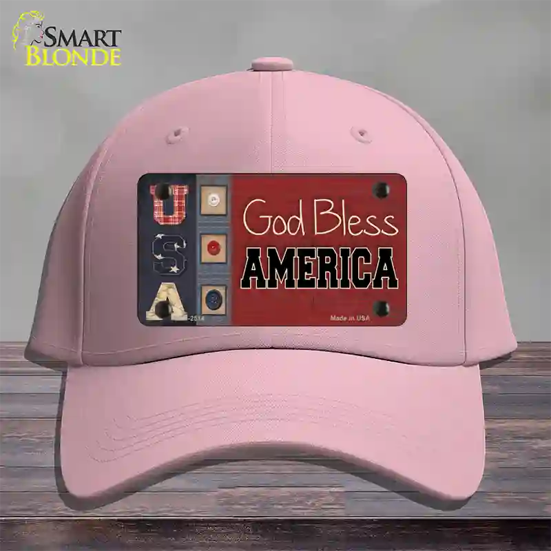 God Bless America Quilt Novelty License Plate Hat Cotton / Pink