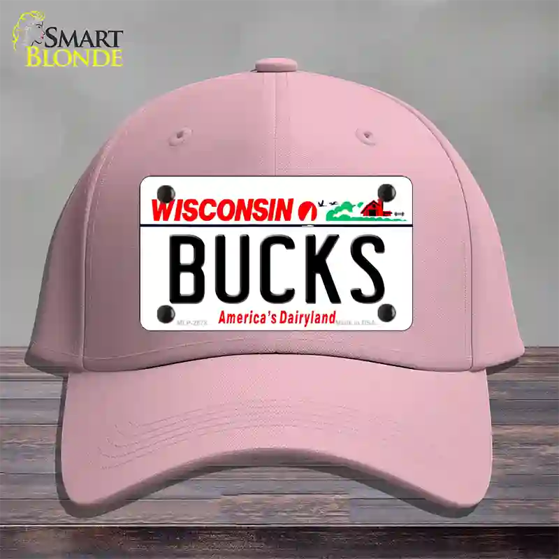 Bucks Wisconsin State Novelty License Plate Hat Cotton / Pink