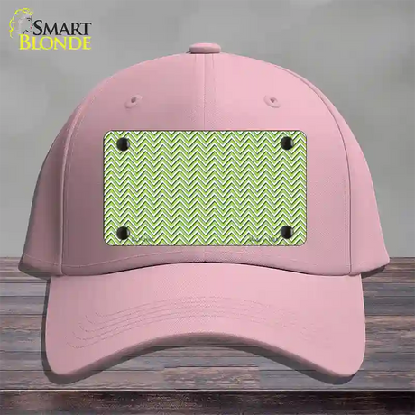 Lime Green White Chevron Novelty License Plate Hat Cotton / Pink