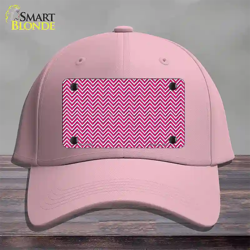 Pink White Chevron Novelty License Plate Hat Cotton / Pink