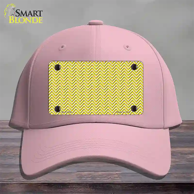 Yellow White Chevron Novelty License Plate Hat Cotton / Pink