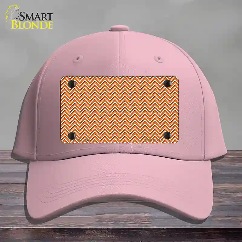 Orange White Chevron Novelty License Plate Hat Cotton / Pink