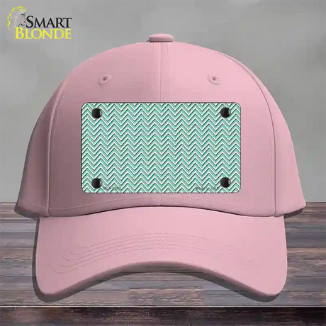 Mint White Chevron Novelty License Plate Hat Cotton / Pink