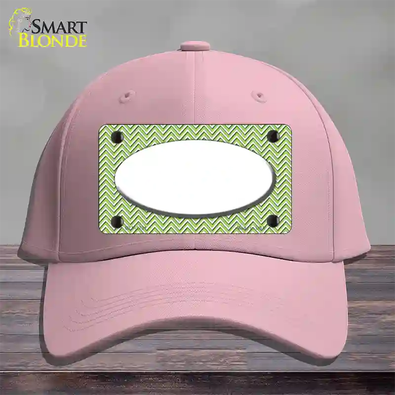 Lime Green White Chevon White Center Oval Novelty License Plate Hat Cotton / Pink