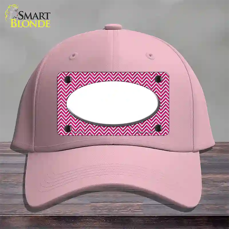 Pink White Chevon White Center Oval Novelty License Plate Hat Cotton / Pink