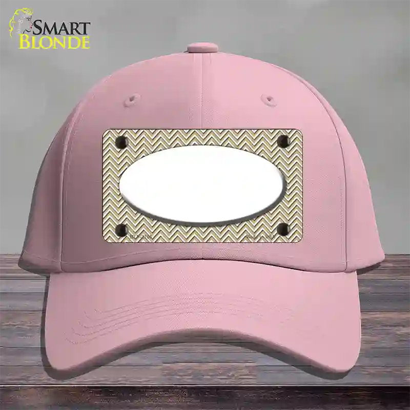 Gold White Chevon White Center Oval Novelty License Plate Hat Cotton / Pink