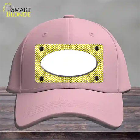 Yellow White Chevon White Center Oval Novelty License Plate Hat Cotton / Pink