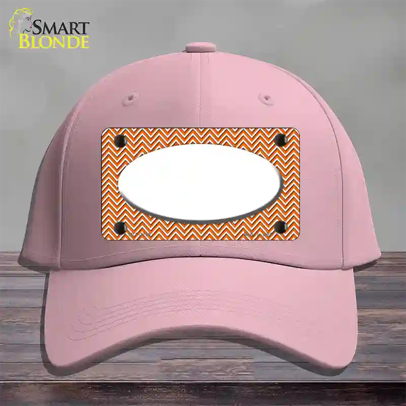 Orange White Chevon White Center Oval Novelty License Plate Hat Cotton / Pink