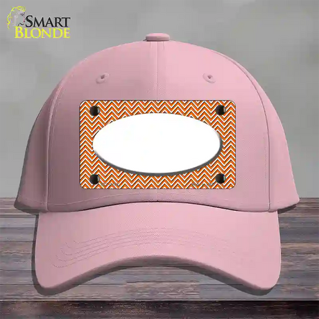 Orange White Chevon White Center Oval Novelty License Plate Hat Cotton / Pink