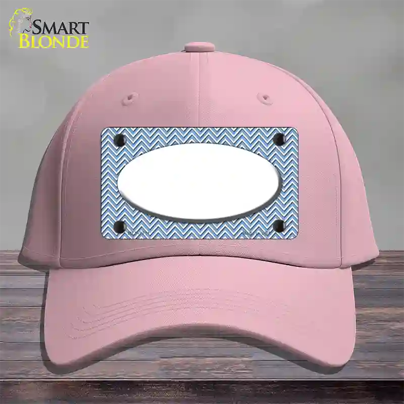 Light Blue White Chevon White Center Oval Novelty License Plate Hat Cotton / Pink