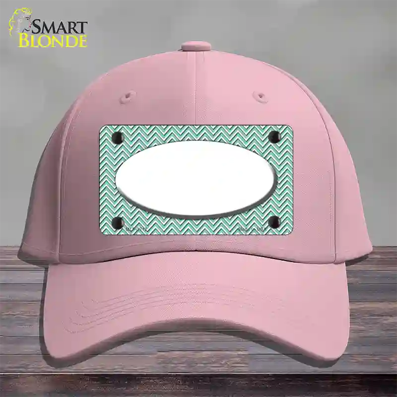 Mint White Chevon White Center Oval Novelty License Plate Hat Cotton / Pink