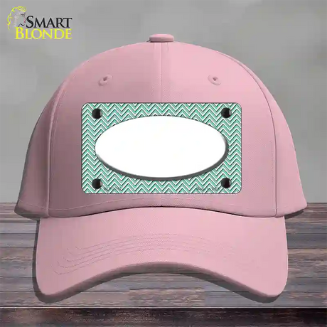 Mint White Chevon White Center Oval Novelty License Plate Hat Cotton / Pink