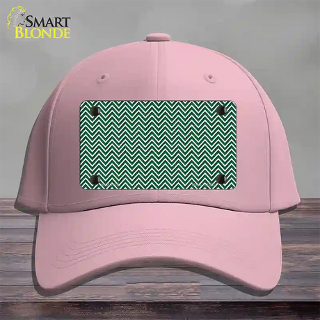 Green White Chevron Novelty License Plate Hat Cotton / Pink