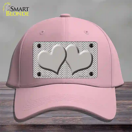 Grey White Chevon Grey Center Hearts Novelty License Plate Hat Cotton / Pink