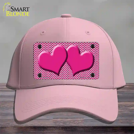 Pink White Chevron Pink Center Hearts Novelty License Plate Hat Cotton / Pink