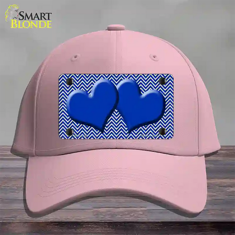 Blue White Chevron Blue Center Hearts Novelty License Plate Hat Cotton / Pink