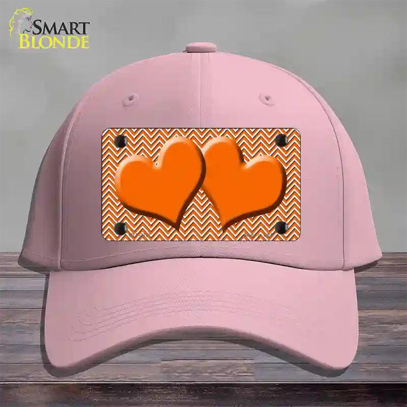 Orange White Chevron Orange Center Hearts Novelty License Plate Hat Cotton / Pink