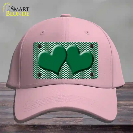 Green White Chevron Green Center Hearts Novelty License Plate Hat Cotton / Pink