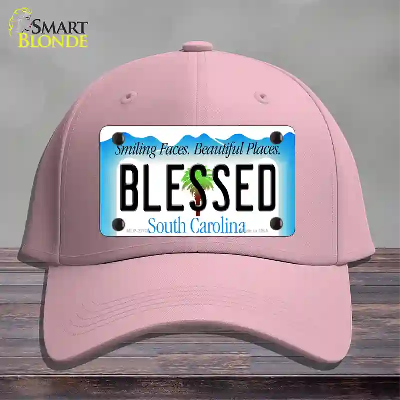 Blessed South Carolina Blue Novelty License Plate Hat Cotton / Pink