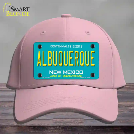 Albuquerque New Mexico Teal Novelty License Plate Hat Cotton / Pink