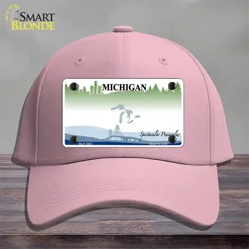 Michigan Peninsulas State Blank Novelty License Plate Hat Cotton / Pink