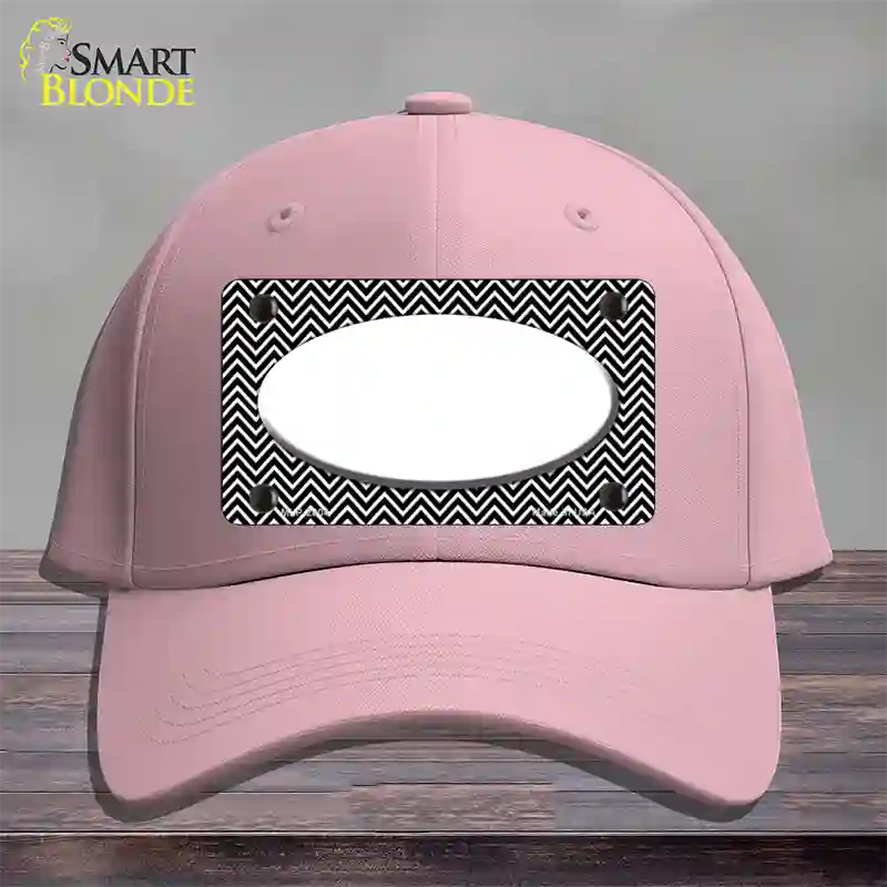 Black White Chevon Center Oval Novelty License Plate Hat Cotton / Pink