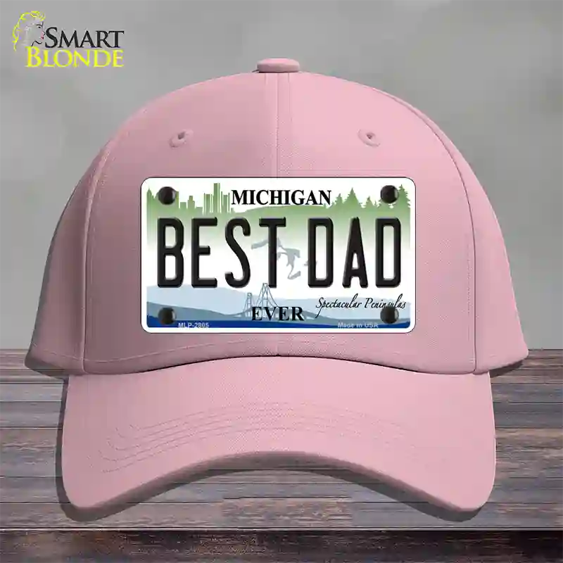 Best Dad Michigan State Novelty License Plate Hat Cotton / Pink