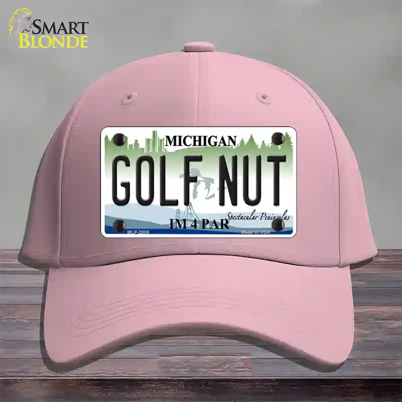 Golf Nut Michigan State Novelty License Plate Hat Cotton / Pink