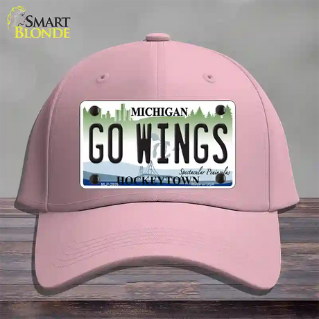 Go Wings Michigan State Novelty License Plate Hat Cotton / Pink