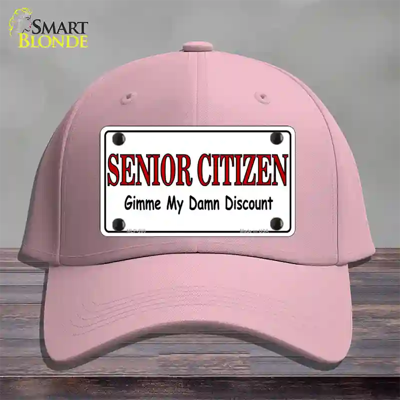 Senior Citizen Discount Novelty License Plate Hat Cotton / Pink