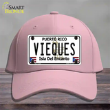 Vieques Puerto Rico Novelty License Plate Hat Cotton / Pink