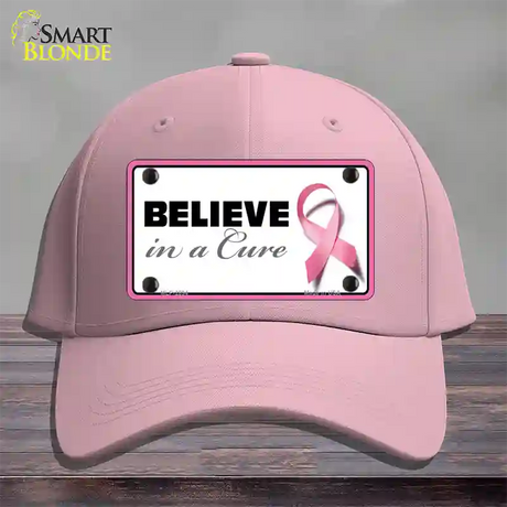 Believe In A Cure Novelty License Plate Hat Sign Cotton / Pink