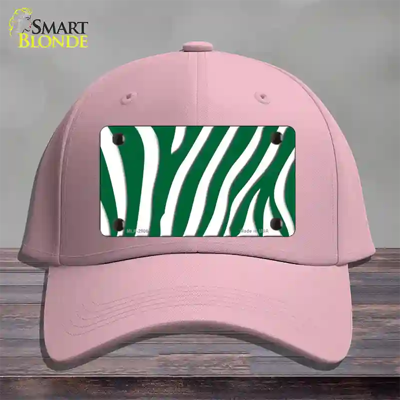 Green White Zebra Novelty License Plate Hat Cotton / Pink