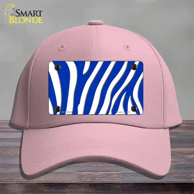 Blue White Zebra Novelty License Plate Hat Cotton / Pink