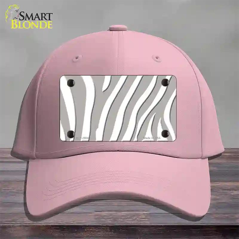 Grey White Zebra Novelty License Plate Hat Cotton / Pink