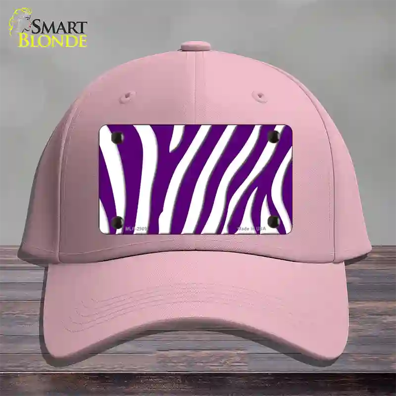 Purple White Zebra Novelty License Plate Hat Cotton / Pink