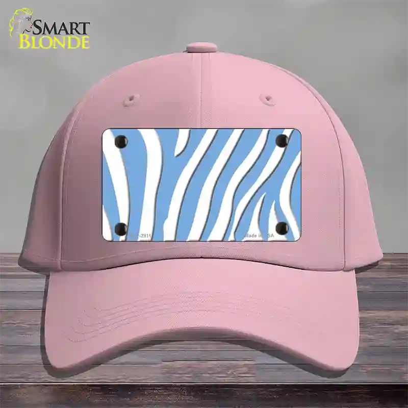 Light Blue White Zebra Novelty License Plate Hat Cotton / Pink