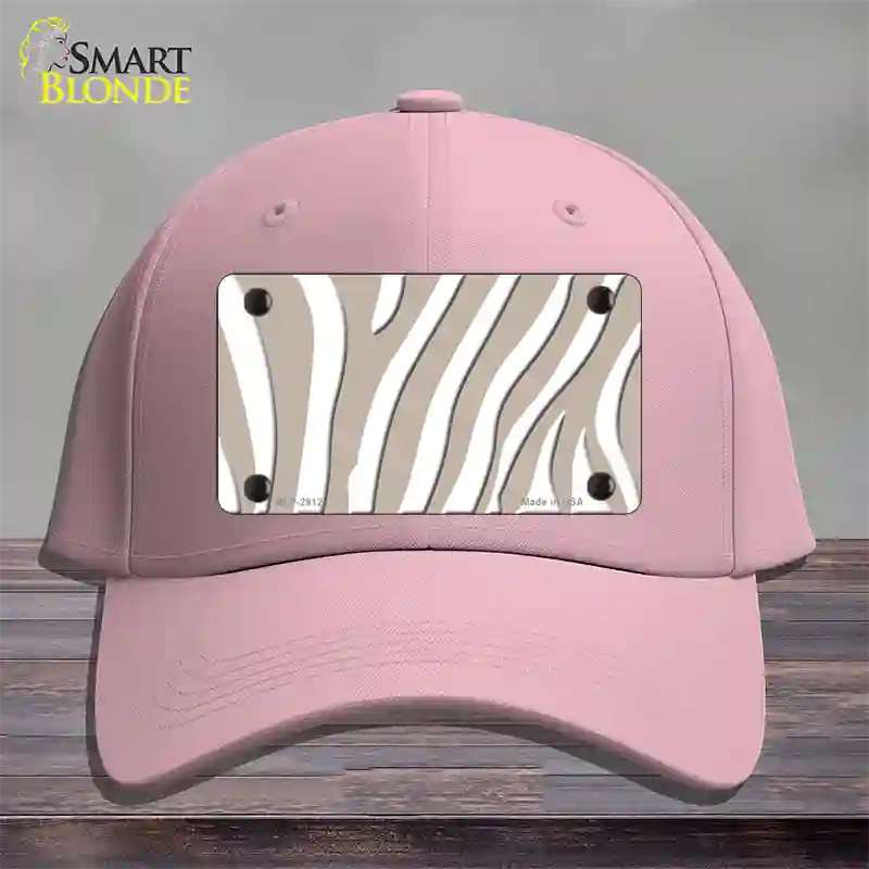 Tan White Zebra Novelty License Plate Hat Cotton / Pink