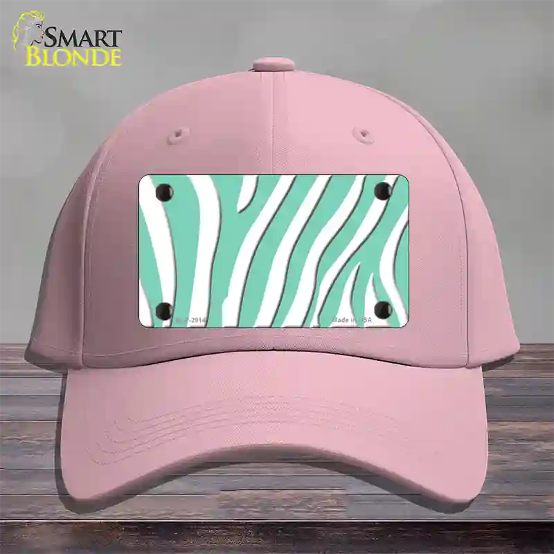 Mint White Zebra Novelty License Plate Hat Cotton / Pink