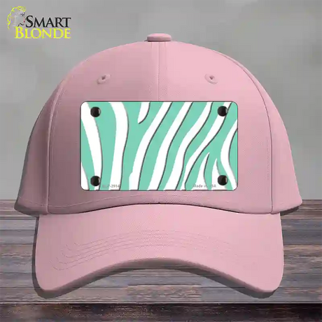 Mint White Zebra Novelty License Plate Hat Cotton / Pink