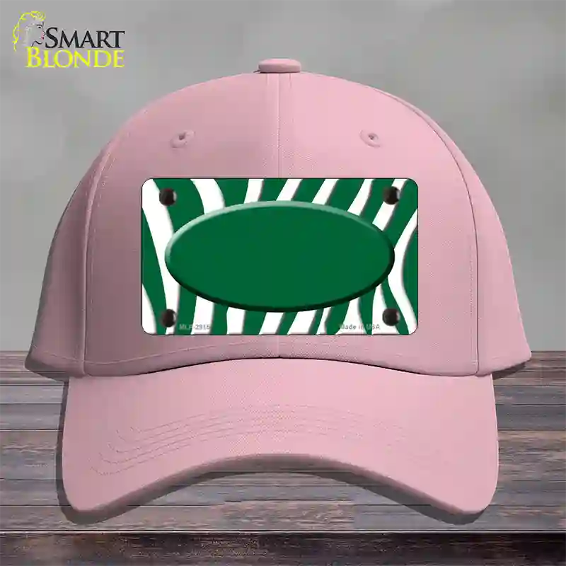 Green White Zebra Green Center Oval Novelty License Plate Hat Cotton / Pink