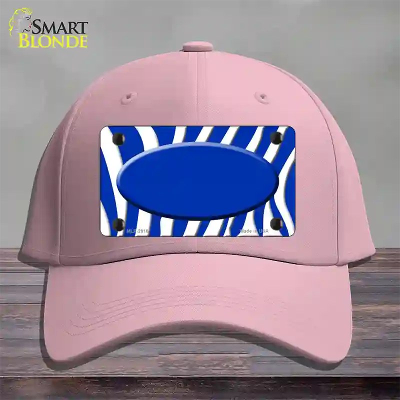 Blue White Zebra Blue Center Oval Novelty License Plate Hat Cotton / Pink