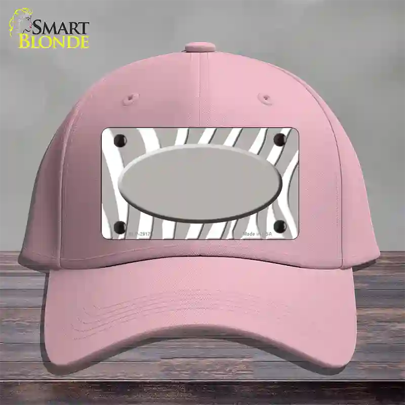 Grey White Zebra Grey Center Oval Novelty License Plate Hat Cotton / Pink