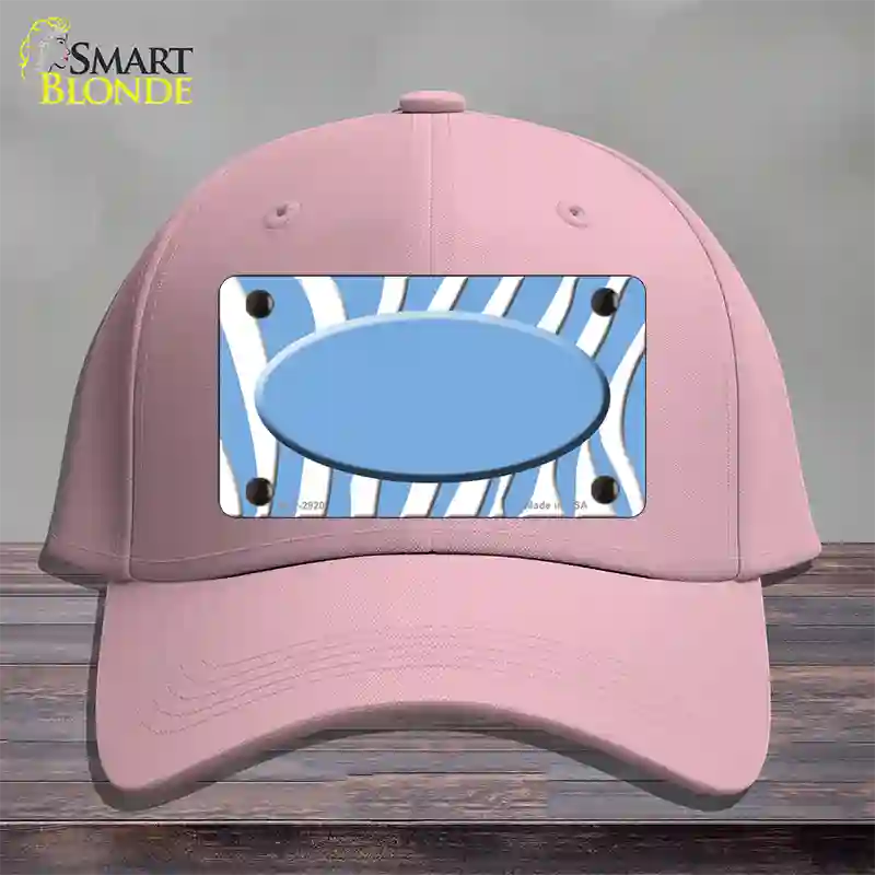 Light Blue White Zebra Light Blue Center Oval Novelty License Plate Hat Cotton / Pink