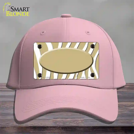 Gold White Zebra Gold Center Oval Novelty License Plate Hat Cotton / Pink