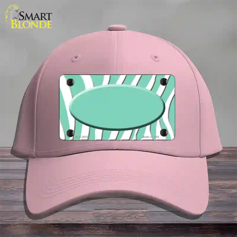 Mint White Zebra Mint Center Oval Novelty License Plate Hat Cotton / Pink