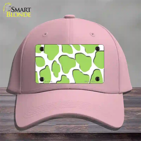 Lime Green White Giraffe Novelty License Plate Hat Cotton / Pink