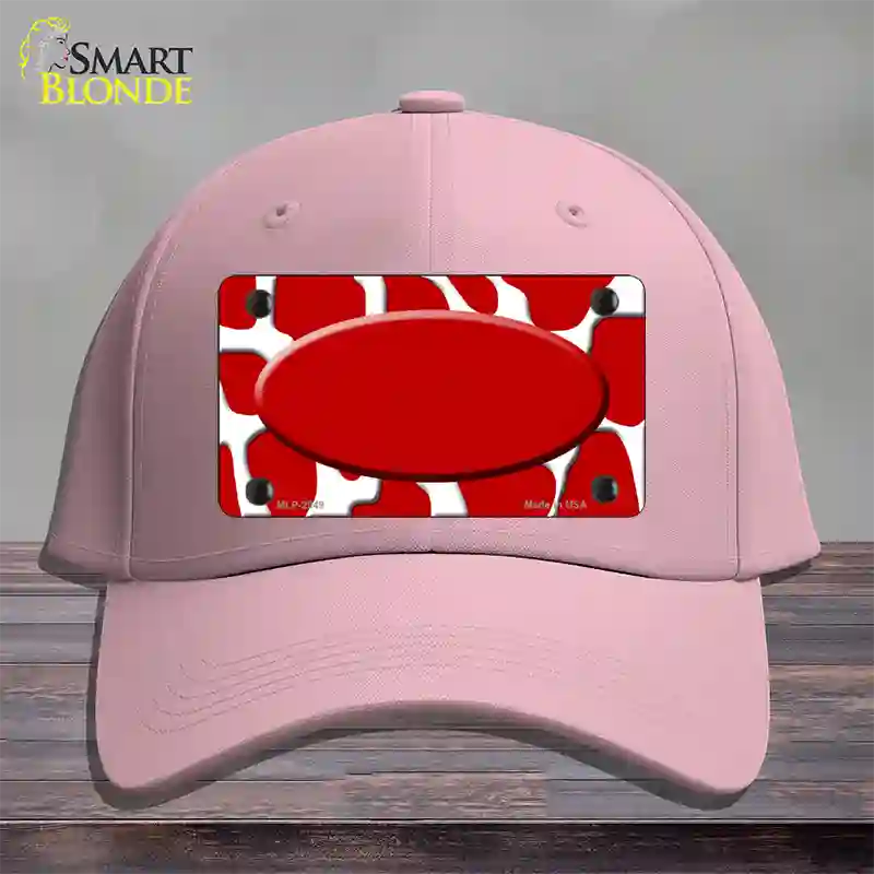 Red White Giraffe Red Center Oval Novelty License Plate Hat Cotton / Pink