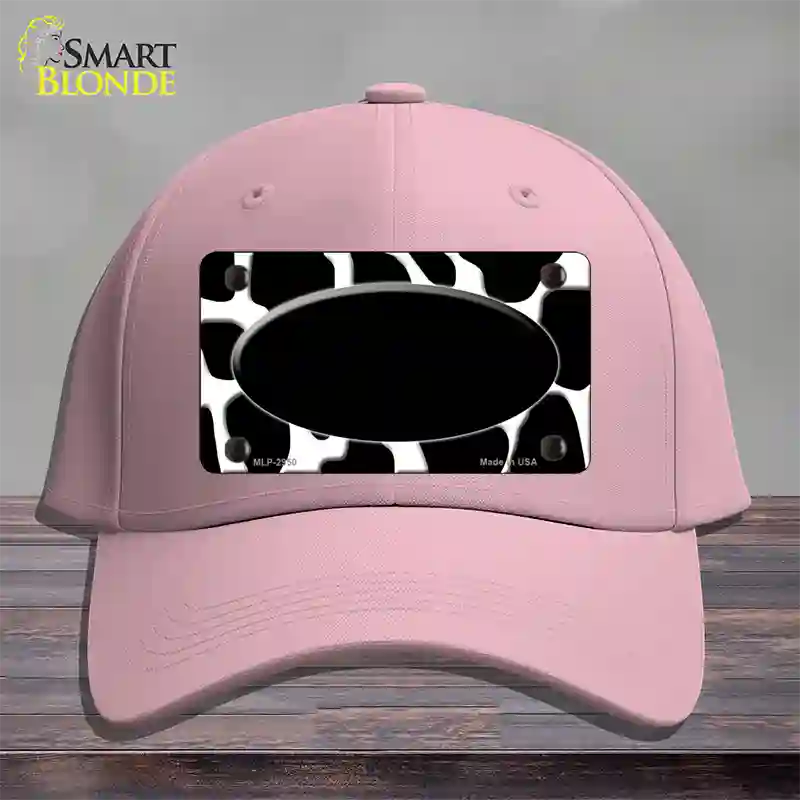 Black White Giraffe Black Center Oval Novelty License Plate Hat Cotton / Pink