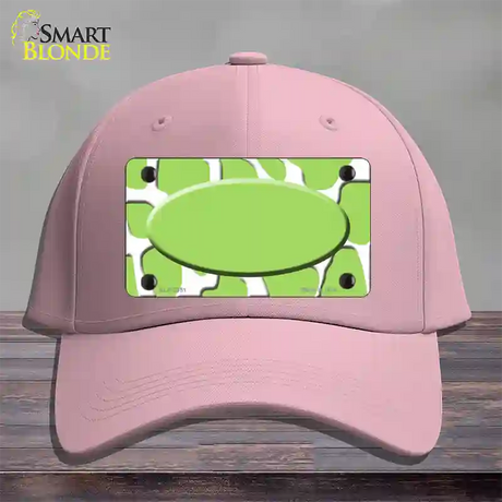 Lime Green White Giraffe Lime Green Center Oval Novelty License Plate Hat Cotton / Pink